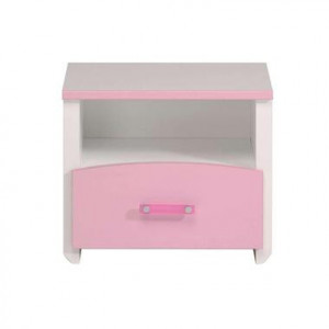 Nachtkastje Kiki - wit/roze - Leen Bakker