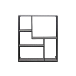 Leen Bakker - Wandrek Jaxx - 91x75x20 Cm - Hout/Metaal - Zwart