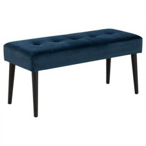 Bankje Gaby - fluweel - donkerblauw - 45x95x38 cm - Leen Bakker