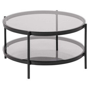 Leen Bakker - Salontafel Bayo - Transparant - 42xØ75 Cm - Glas - Zwart