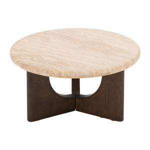 Goossens Salontafel Sisu, travertine bruin, modern design, 67 x 33 x 67 cm