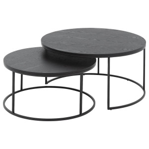 Goossens Salontafel Lima rond, essenhout zwart, modern design, 90 x 45 x 90 cm