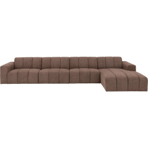 Goossens Bank Lewis bruin, stof, 1,5-zits, modern design met chaise longue rechts