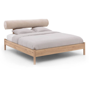 Goossens Bedframe Roll, Bedframe 160 x 220 cm met hoofdbord met gestoffeerde rol