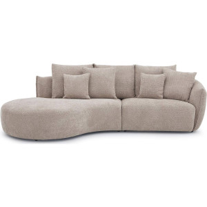 Goossens Bank Fay bruin, stof, 1,5-zits, stijlvol landelijk met chaise longue links