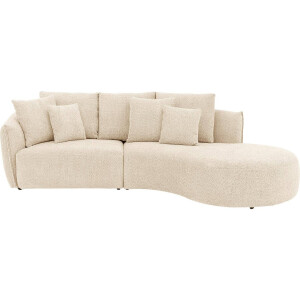 Goossens Bank Fay beige, stof, 1,5-zits, stijlvol landelijk met chaise longue rechts