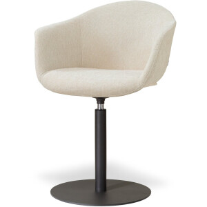 Nolon Niva-Otis Draaibare Tulp Eetkamerstoel Cottonbeige - Mat Zwart Onderstel - Armstoel - Japandi