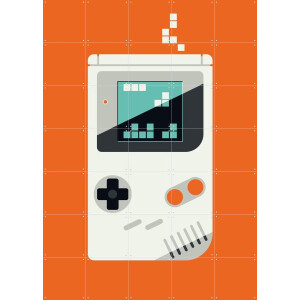 IXXI Gameboy, Bo Lundberg - 100 x 140 cm - Gratis ophangtool - Grote wanddecoratie en posters - Vintage, Speels, Illustraties, Kleurrijk, Mancave