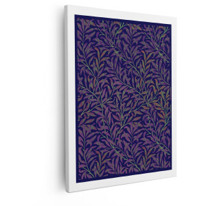 Artaza Canvas Schilderij William Morris Willow Bough Patroon met Paarse Bladeren op Donkere Achtergrond - 40x50 cm - Wanddecoratie Woonkamer - Schilderijen - Muurdecoratie