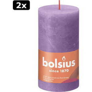 2x Bolsius Rustiek stompkaars 130/68 - Vibrant Violet