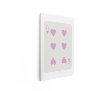 Artaza Canvas Schilderij Kaartspel Zes Harten met Zachte Roze Symbolen op een Lichte Achtergrond - 40x60 cm - Wanddecoratie Woonkamer - Schilderijen - Muurdecoratie
