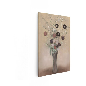 Artaza Canvas Schilderij Boeket Tulpen en Wilde Bloemen in Vaas - Pastelkunst - 20x30 cm - Klein - Wanddecoratie Woonkamer - Schilderijen - Muurdecoratie