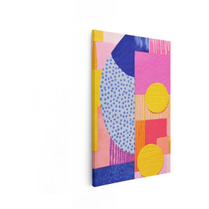 Artaza Canvas Schilderij Abstracte Textuurkunst met Levendige Kleuren en Geometrische Vormen - 40x60 cm - Wanddecoratie Woonkamer - Schilderijen - Muurdecoratie