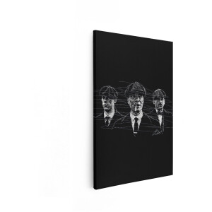 Artaza Canvas Schilderij Drie Mannen met Petten en Pakken - Getekend in een Schetsmatige Stijl - 40x60 cm - Wanddecoratie Woonkamer - Schilderijen - Muurdecoratie