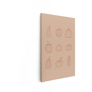 Artaza Canvas Schilderij Herfst Pompoenen - 20x30 cm - Wanddecoratie Boho - Muurdecoratie Minimalistisch - Kamer Accessoires Hal