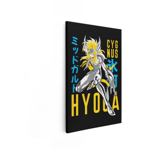 Artaza Canvas Schilderij Cygnus Hyoga - 40x60 cm - Wanddecoratie Saint Seiya - Muurdecoratie Anime - Decoratie Jongenskamer - Zwart Goud