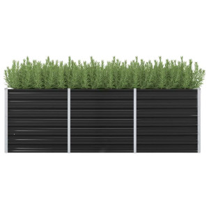 vidaXL Plantenbak verhoogd 240x80x77 cm gegalvaniseerd staal antraciet