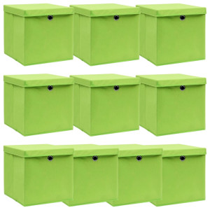 vidaXL Opbergboxen met deksel 10 st 32x32x32 cm stof paars