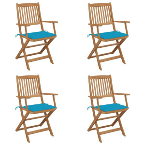 vidaXL Tuinstoelen 4 st inklapbaar met kussens massief acaciahout