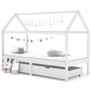 vidaXL Kinderbedframe met lades massief grenenhout 90x200 cm wit