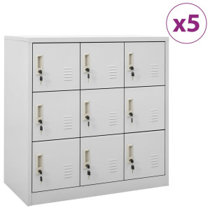 vidaXL Lockerkasten 5 st 90x45x92,5 cm staal lichtgrijs