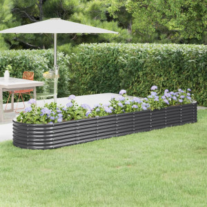 vidaXL Plantenbak 368x80x36 cm gegalvaniseerd staal antracietkleurig
