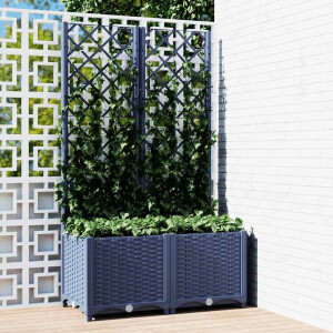 vidaXL Plantenbak met latwerk 80x40x136 cm polypropeen blauwgrijs