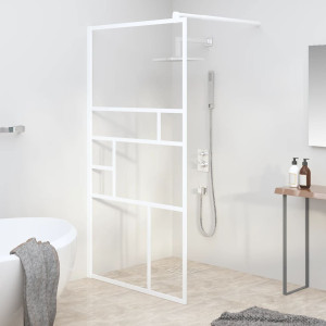 vidaXL Inloopdouchewand 115x195 cm ESG-glas wit