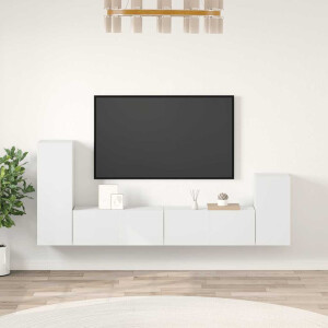 vidaXL 4-delige Tv-meubelset bewerkt hout wit