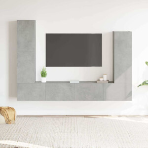 vidaXL 4-delige Tv-meubelset bewerkt hout betongrijs