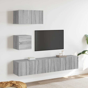 vidaXL 4-delige Tv-meubelset bewerkt hout grijs sonoma eikenkleurig