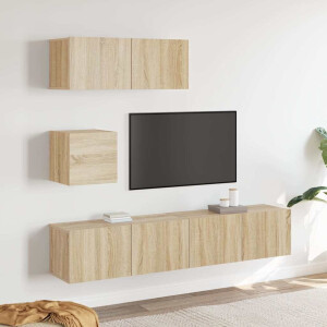 vidaXL 4-delige Tv-meubelset bewerkt hout sonoma eikenkleurig