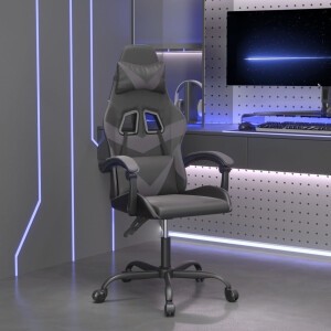 vidaXL Gamestoel draaibaar kunstleer zwart en grijs
