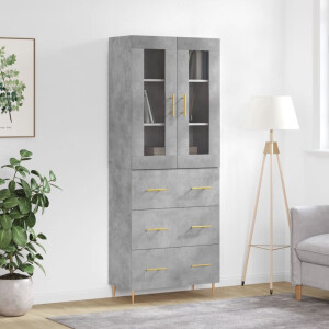 vidaXL Hoge kast 69,5x34x180 cm bewerkt hout betongrijs