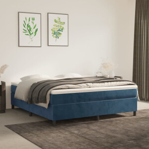 vidaXL Boxspring met matras fluweel donkerblauw 160x200 cm