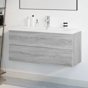 vidaXL Wastafelkast met ingebouwde wasbak bewerkt hout grijs sonoma