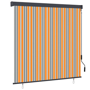 vidaXL Buiten Rolgordijn Gestreept Geel en blauw 180 x 250 cm Stof