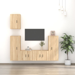 vidaXL 5-delige Tv-meubelset bewerkt hout sonoma eikenkleurig