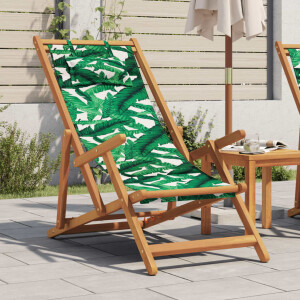vidaXL Strandstoel inklapbaar bladpatroon eucalyptushout en stof