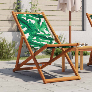 vidaXL Strandstoel inklapbaar bladpatroon eucalyptushout en stof