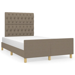 vidaXL Bedframe met hoofdbord stof taupe 120x190 cm