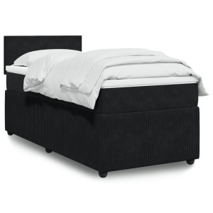 vidaXL Boxspring met matras fluweel zwart 80x200 cm
