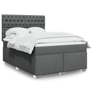 vidaXL Boxspring met matras stof donkergrijs 160x200 cm