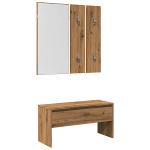 vidaXL Halmeubelset bewerkt hout artisanaal eikenkleur