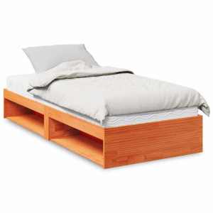 vidaXL Bedbank met matras wasbruin 100x200 cm massief grenenhout