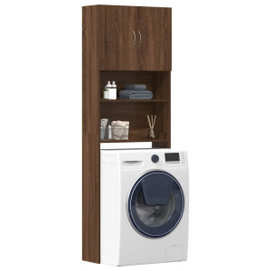 vidaXL Wasmachinekast 64x24x190 cm bewerkt hout bruin eikenkleurig