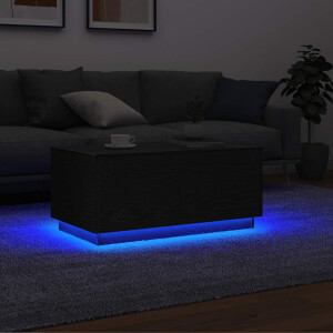 vidaXL Salontafel met LED-verlichting 90x49x40 cm zwart eiken