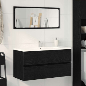 vidaXL Badkamertenk te kast Zwart Eiken 90 x 38,5 x 45 cm Bewerkt hout
