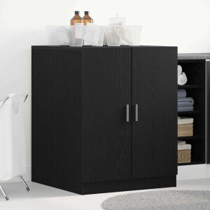 vidaXL Wasmachinekast met opslag Zwart Eiken 70,5 x 71,5 x 91,5 cm