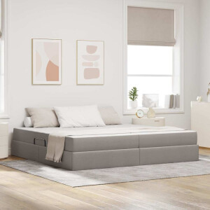 vidaXL Opbergbed met matras met matras Taupe 200 x 200 cm Polyester